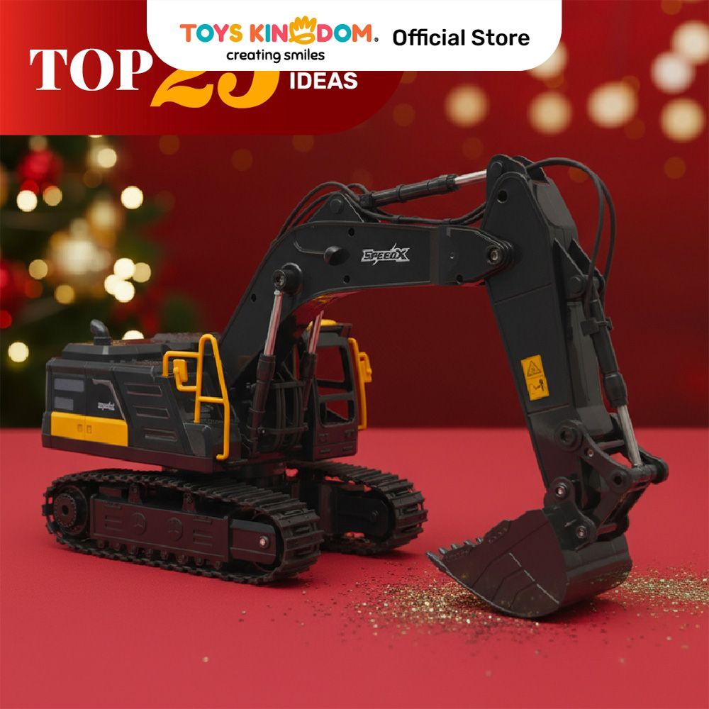 Toys Kingdom Top Gear Speedx Construction Excavator 11 Channel Remote Control 1:12 - Hitam Miniatur 
