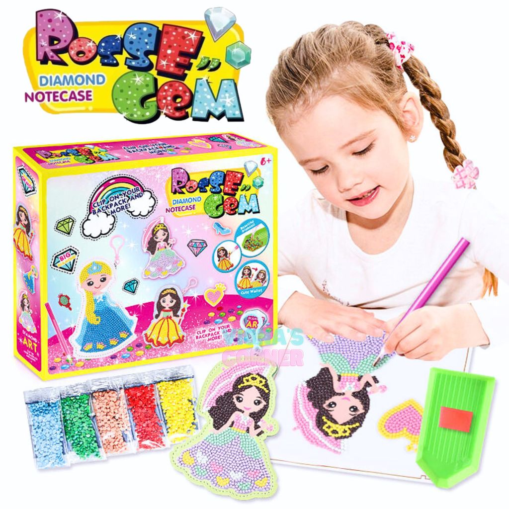 Mainan Anak Perempuan DIY Diamond Painting Edukasi Gantungan Kunci Ganci Buat Sendiri Tas Rosse Gem