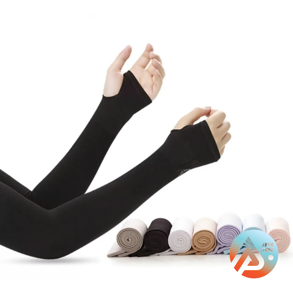 PROMO 12.12 Manset Tangan Panjang 50cm Anti Sinar UV Handsock Lengan Panjang Polos Elastis Jempol Wa