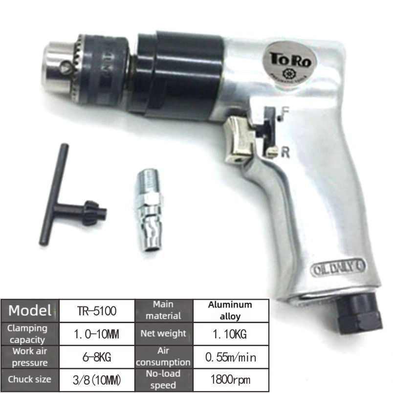 38 Professional Air Drill Highspeed Pneumatic Drill Reversible Rotation Tool For Drilling On Walls, 