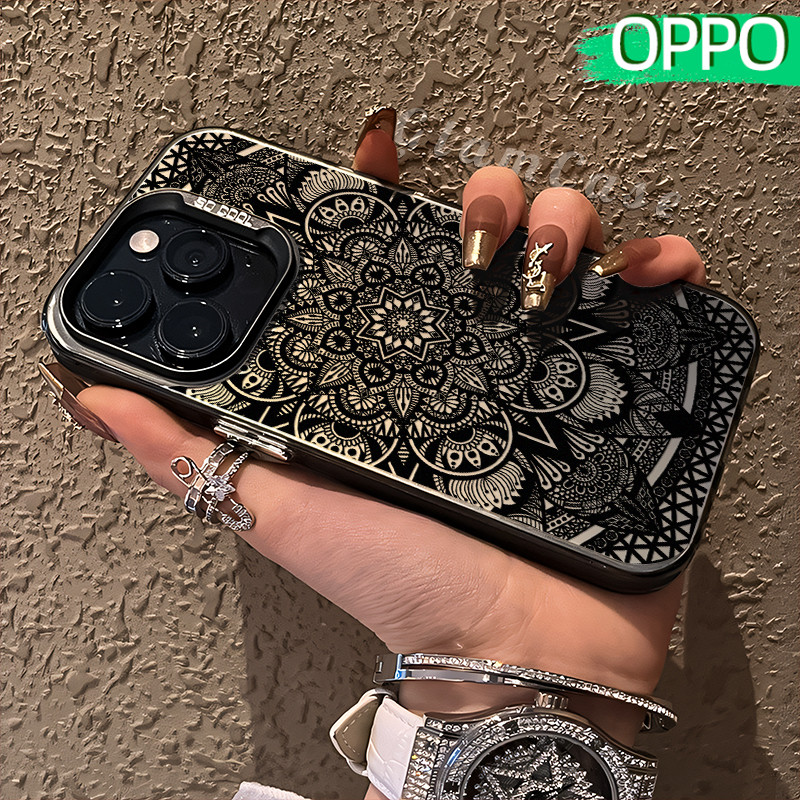 Aesthetic Pattern Glossy Hologram PC Case OPPO A18 A57 A16 A15 A17 A60 A3x A3s A5s A54 A53 A12 A31 A