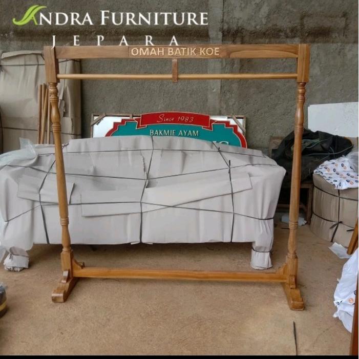 gawangan kayu jati, gawangan minimalis, gawangan baju simple JM