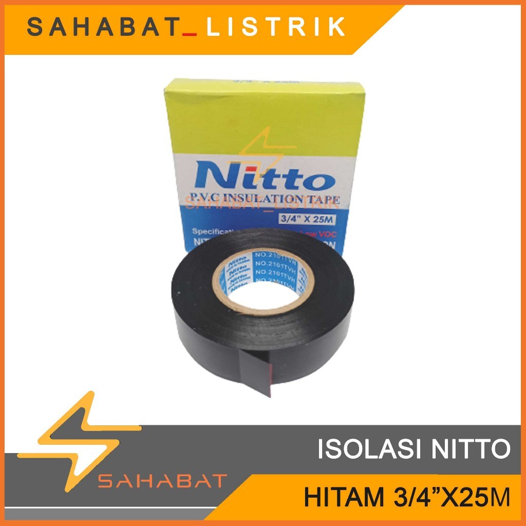 ISOLASI LISTRIK NITTO 3/4"X25M/ ISOLASI HITAM/ ISOLASI KABEL