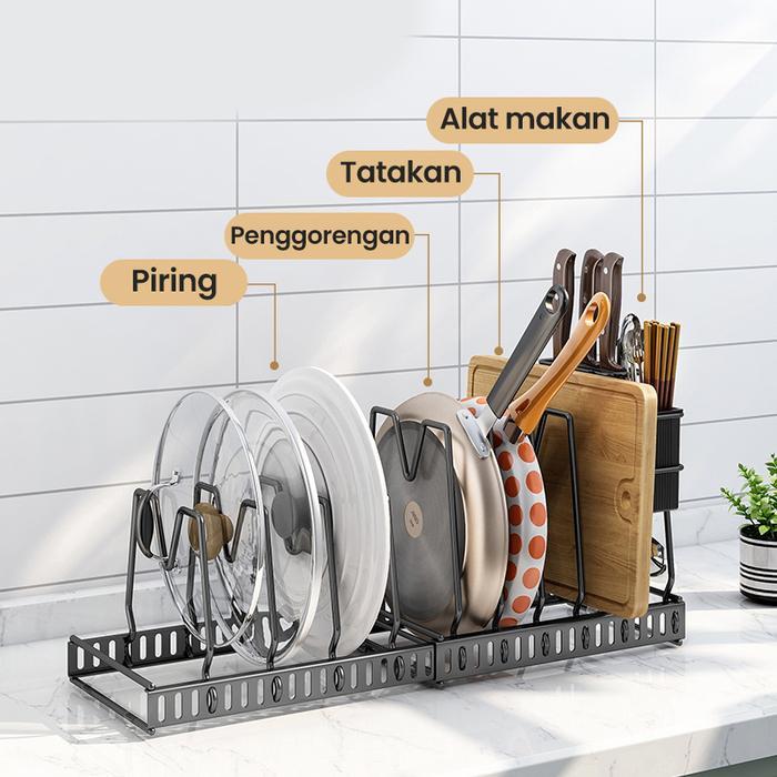 Megam Rak Dapur StainlessPengering Piring Rak Piring Wastafell HRM136 - Kecil Hitam