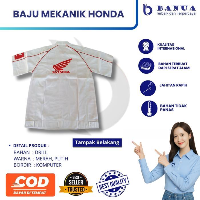 Seragam Honda Mekanik Satu Set Lengkap | Setelan Kerja | Baju Celana | Topi Bordir | Safety Wearpack