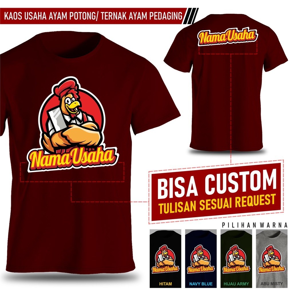 Kaos usaha penjual tukang daging ayam potong ternak ayam pedaging broiler