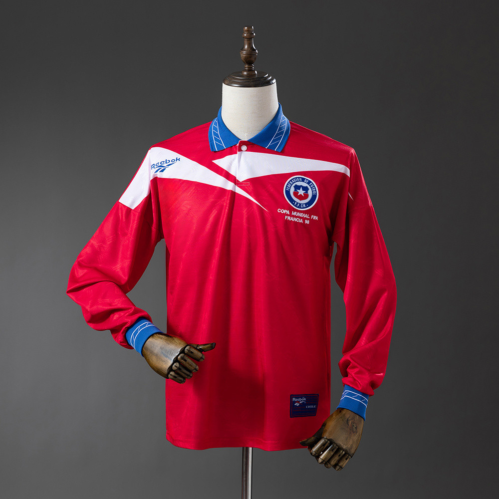 Jersey Retro Long Sleeve 1998 Chile home T shirt pria