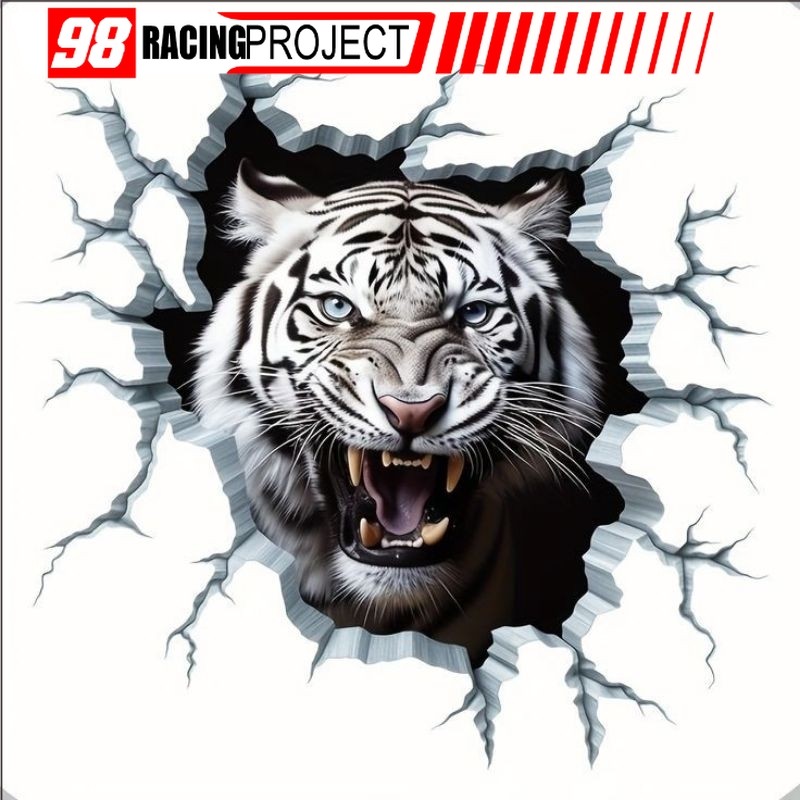 Stiker Gambar Macan Putih Size 15x15 Cm Print Cut