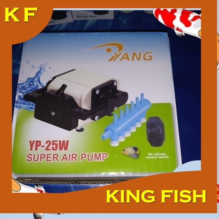 aquarium kolam ikan pompa udara super air pump YANG YP 25 W 6 out put