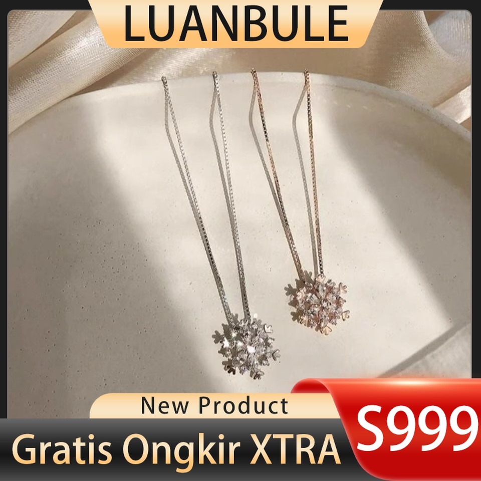 LUANBULE Kalung Liontin Wanita Perak S999 Emas