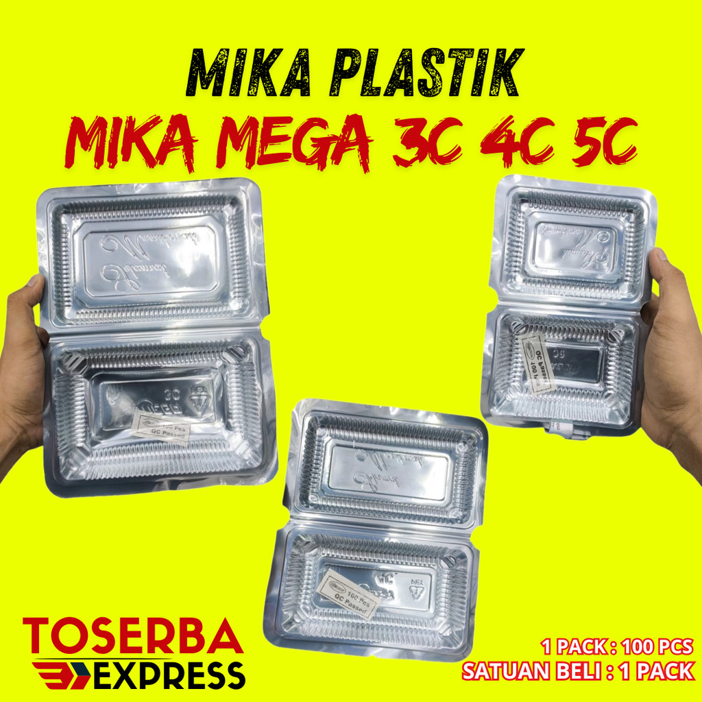 ( 1 PACK 100 PCS ) MEGA 3C 4C 5C / MIKA NASI KOTAK / SNACK BOX