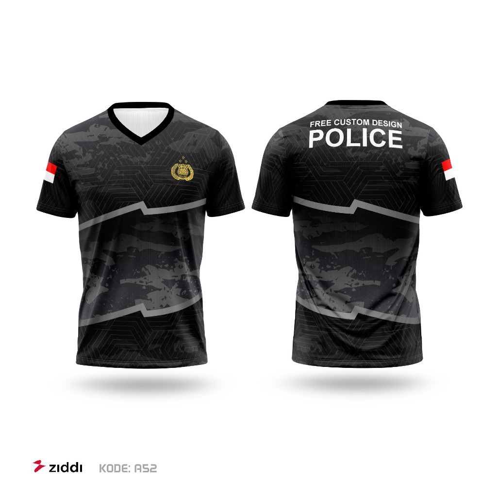 KAOS JERSEY POLISI TNI CUSTOM KAMUFLASE LORENG FULLPRINT DRYFIT A52
