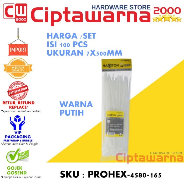PROHEX 4580  Kabel ties tie Klem Body kabel Motor Mobil 7 X 500MM CWTT