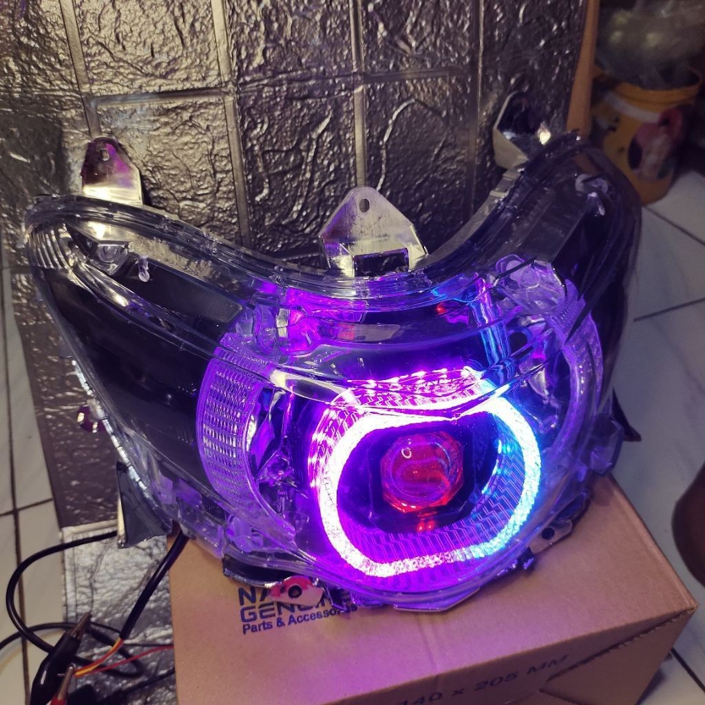 REFLEKTOR LAMPU DEPAN MIO GT MIO SUOL GL BILED KRISTAL RGB 50WAT FULL SET REFLEKTOR TINGGAL PASANG