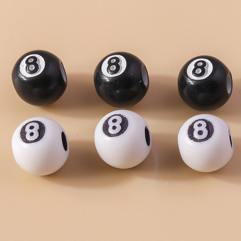 50pcs Resin 3D Black No 8 Billiard Charms Beads for Necklace Mini Ball Pent y Bar Table Decor Sports