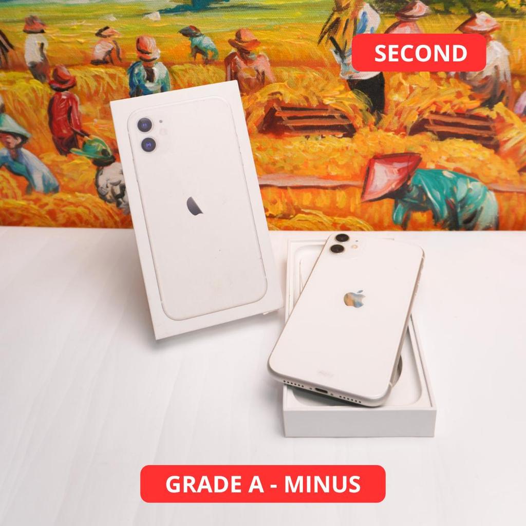 IPHONE 11 128 GB GRADE A - MINUS HP SECOND ORIGINAL SINAR MUTIARA CELL