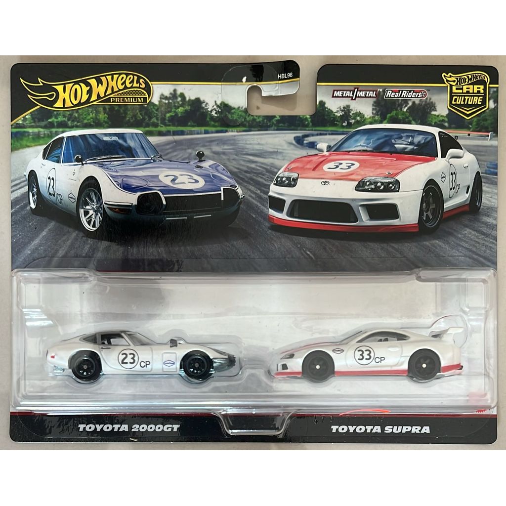 HOTWHEELS PREMIUM CAR CULTURE TWO PACK TOYOTA 2000GT 23, SUPRA 33 WHITE SNI ORIGINAL MATTEL