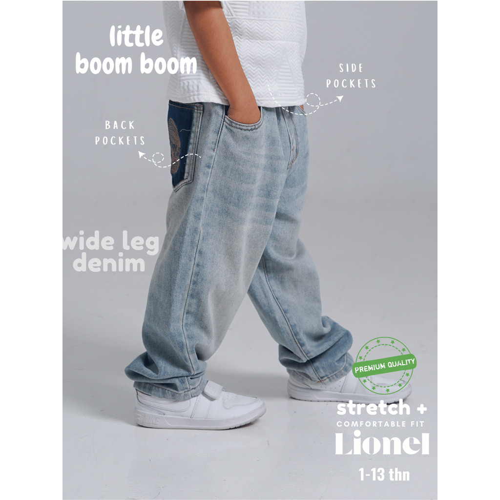 KIKKI SHOP LITTLE BOOM BOOM - Celana Panjang Skena Jeans Anak Laki Loose Wide Fit
