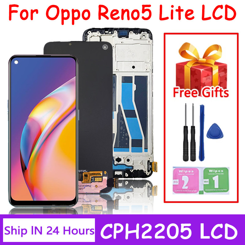 100% Tested For OPPO Reno5 Lite CPH2205 LCD Screen + Tou gitizer Assembly For OPPO Reno 5 Lite 5Lite
