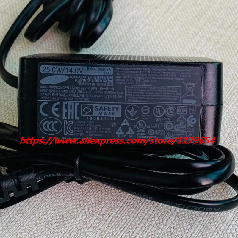 Genuine A2514RPN BN4400989A AC Adapter 14V 179A 25W for Samsung S24D390HL S27R350FHE BN4400917D A251