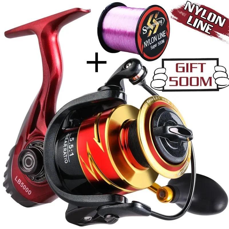 Sougayilang Spinning Fishing Reel 1000-5000 Metal Rubber Handle Reel 5.5:1 12+1BB Max Drag 12kg Carp