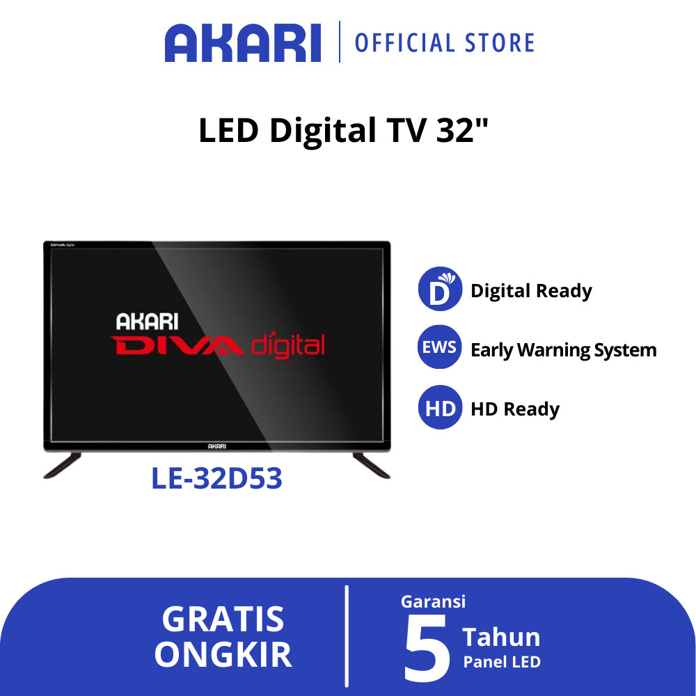 AKARI Digital DVBT-2 TV 32 inch LE-32D53 ( LED TV 32 Inch ) JURAGAN