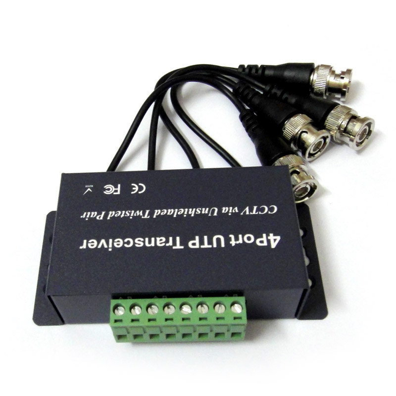 4Ch video balun BNC Male Pigtail Passive UTP 4 channel CCTV Transceiver RJ45 coax adapter transmissi