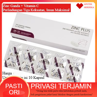 Zinc Plus Vitamin C Strip 10 Capsules  | Mineral Zinc Picolinate Zinc Gluconate Calcium Ascorbate zi
