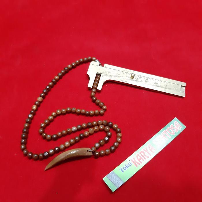 Kalung Tasbih Kaoka Warna Coklat Bandul Taring