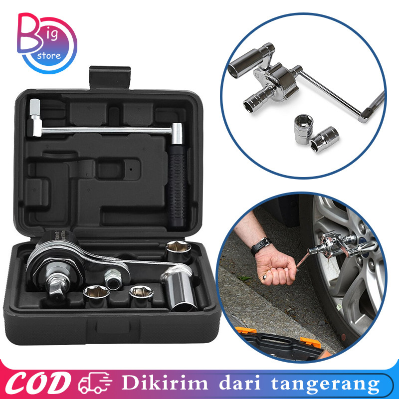 5pcs/Set Kunci Impact Roda Mobil Manual Kunci Roda Putar 1:16 Wrench Lug Nut Remover Multiplier