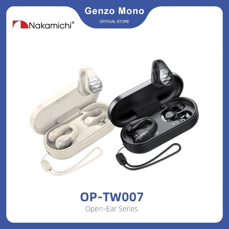 Nakamichi OP-TW007 Open Ear Clip Earphone TWS IPX4 – Nirkabel Clip Open Ear, Suara Jernih, Mikrofon 
