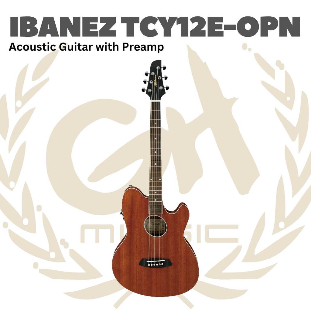 Ibanez TCY12E-OPN Acoustic Guitar with Preamp, Open Pore Natural - Gitar Akustik dengan Pre-amp TCY1
