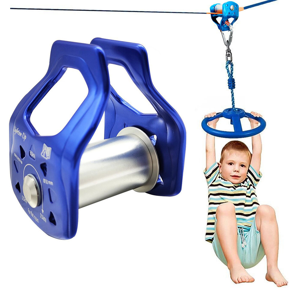 Lighten Up Ninja Slider Slackline Pulley with Carabiner tiroolesa for children Backyard Zipline