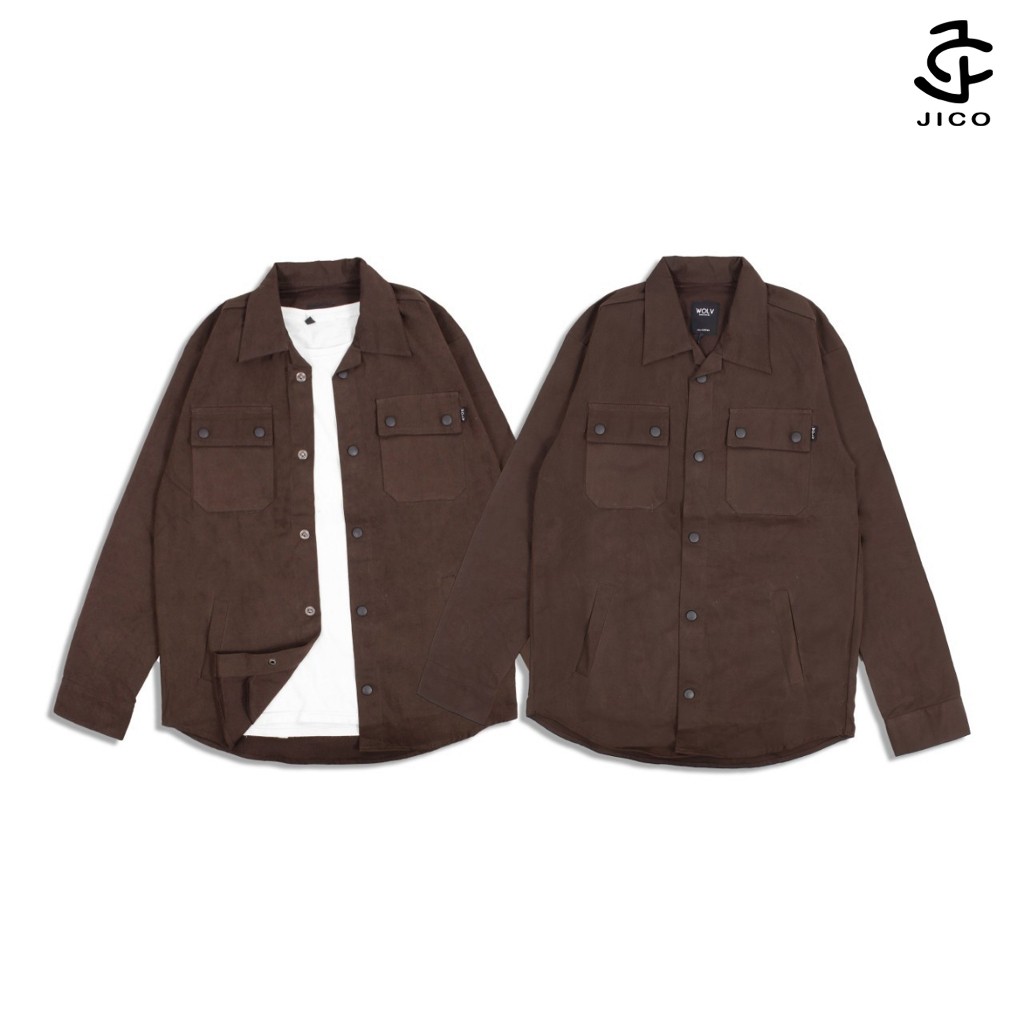 ZUKIMIMO - Trucker Jacket Semi Parka Canvas Size S - 3XL Warna Coklat