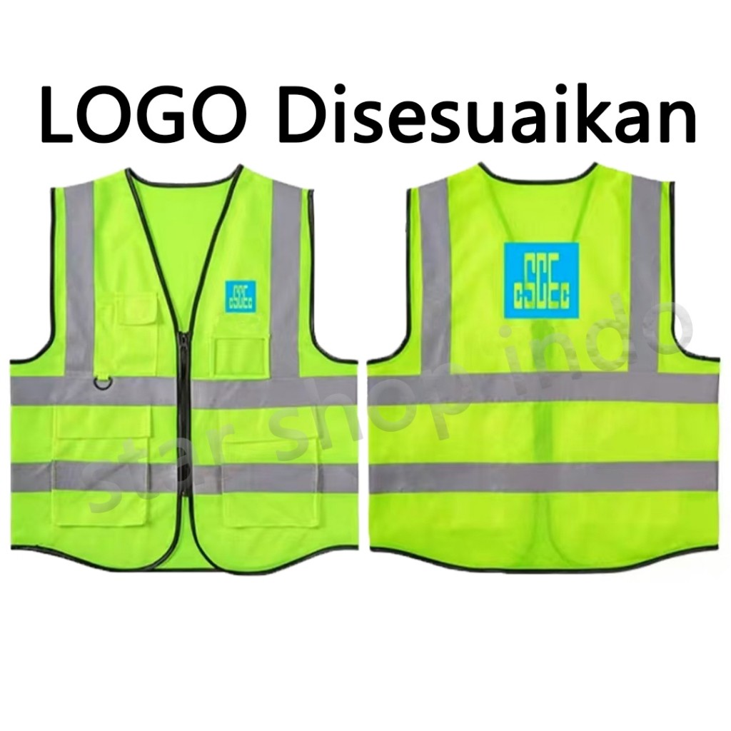 Moon Eissa Accecories Sablon Safety Vest Proyek Polyester / Sablon Rompi proyek Safety Polyester