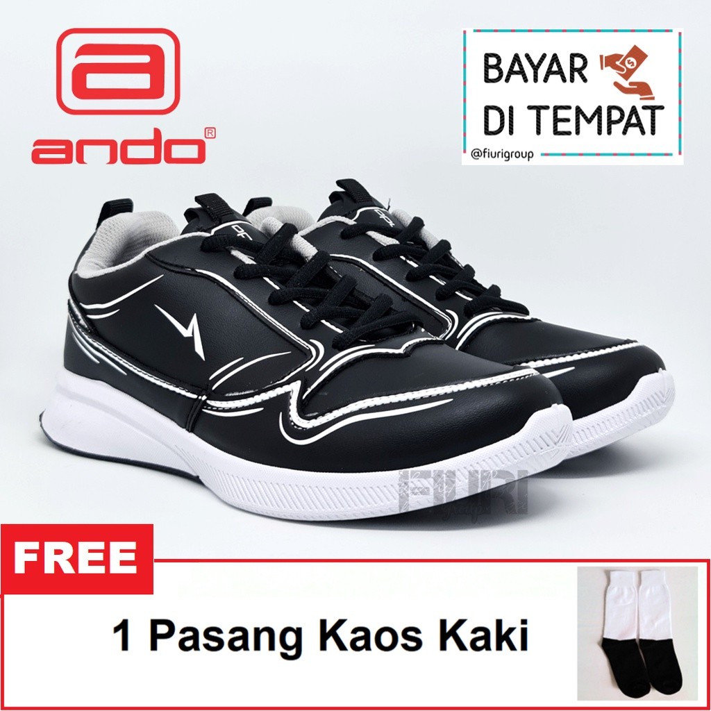 ANDO ORIGINAL - POP ART RUBY 37-40 HITAM PUTIH - SEPATU SNEAKERS SPORT KANVAS SOL KARET ANAK PEREMPU