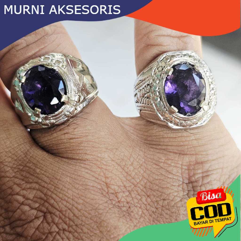 Murni Aksesoris. Cincin Batu Kecubung Wulung Cutting Diamond Crystal / Cincin Kecubung Ungu Cutting 
