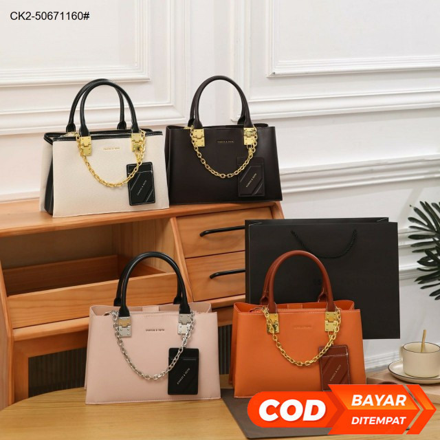 Top Handle Structured Bag #CK2-50671160 New Material : Leather & Canvas Quality : Semi Platinum (Mir