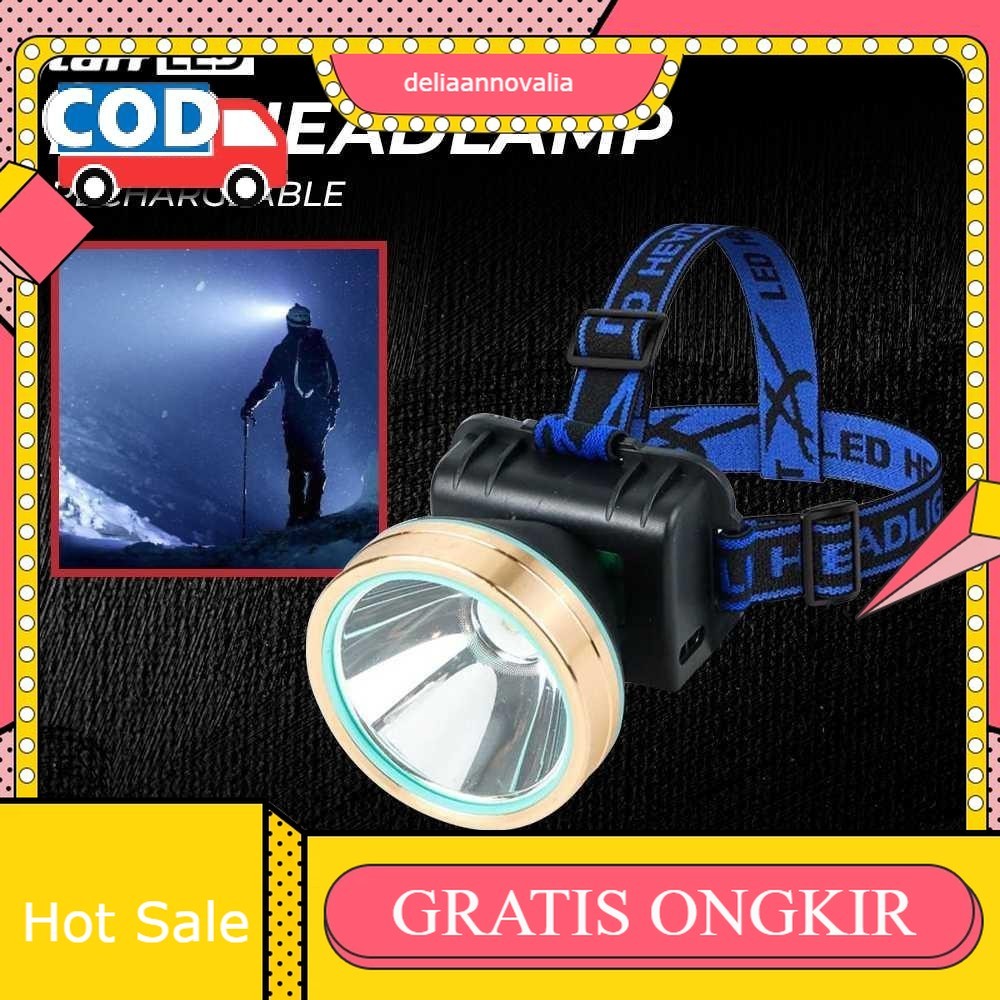 Senter Kepala Led Super Terang Headlamp Rechargeable Jarak Jauh 2000 Meter
