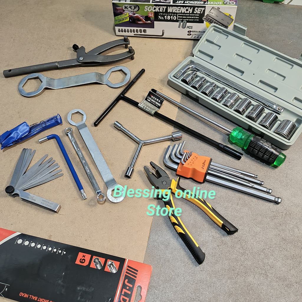 Tools Set 12 pcs kunci Sok set lengkap / Kunci Cvt Lengkap / Kunci Klep Lengkap / Kunci L / Kunci T 