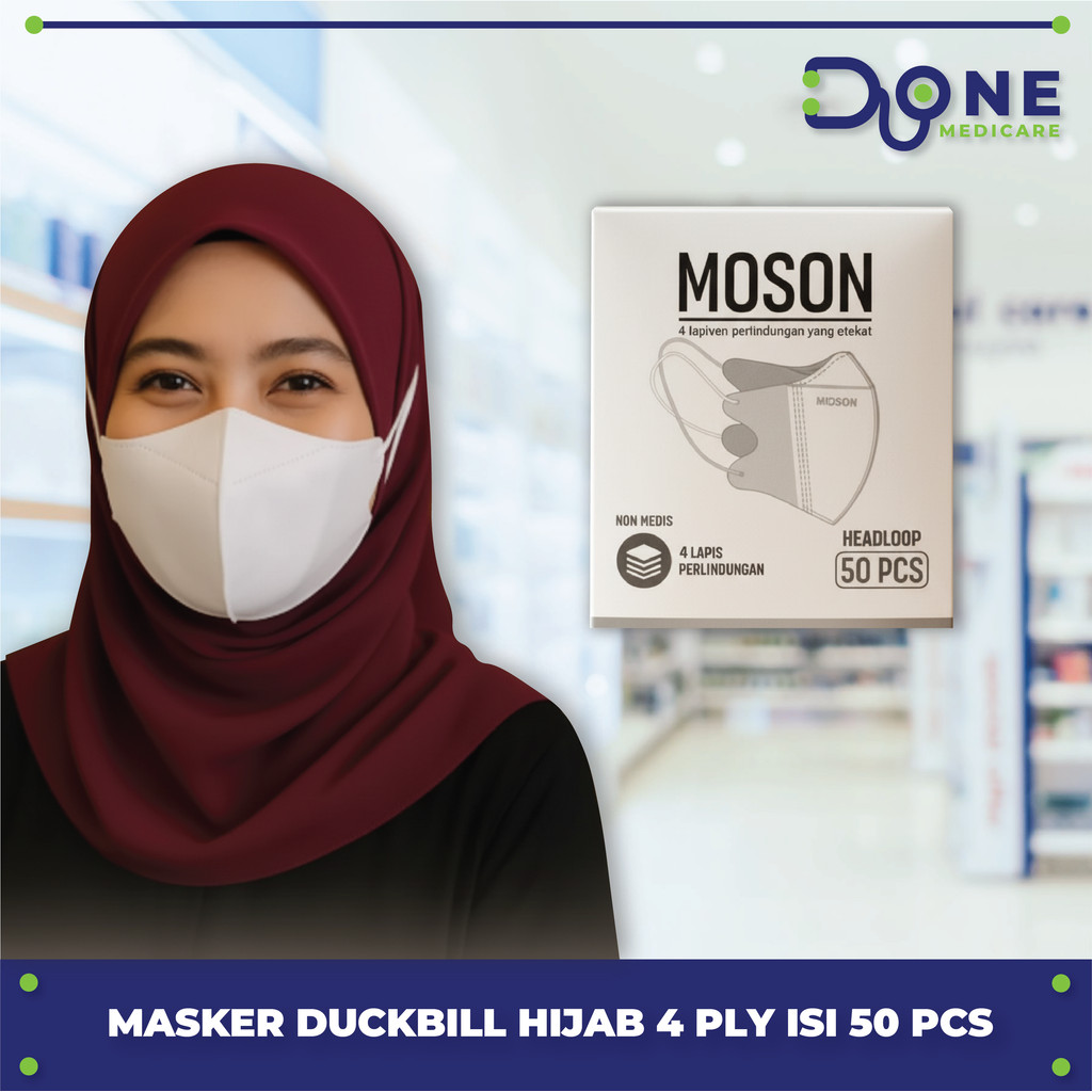 Masker Duckbill Jilbab MOSON 4 ply / Masker Duckbill Hijab