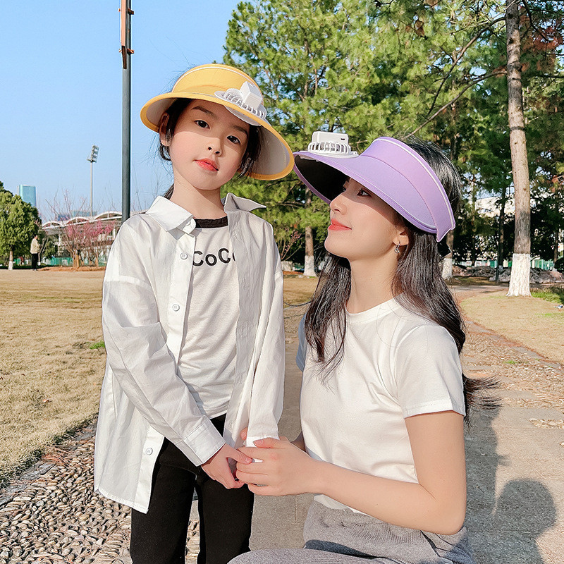 Topi Musim Panas dengan Kipas, Topi Matahari Pinggiran Besar, Topi Musim Panas Outdoor