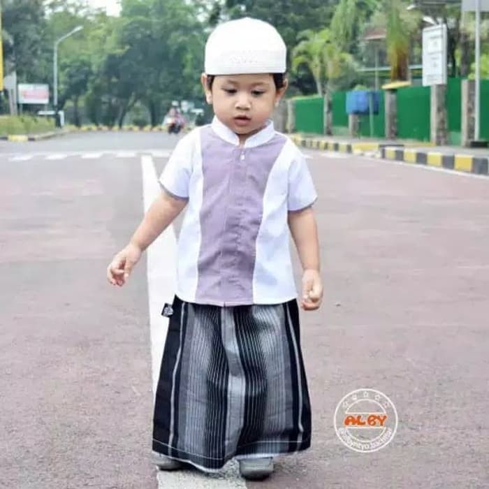 Couple Sarung Celana Pasangan anak bapak Motiv Hitam Tumpal Sarung Ins - Couple