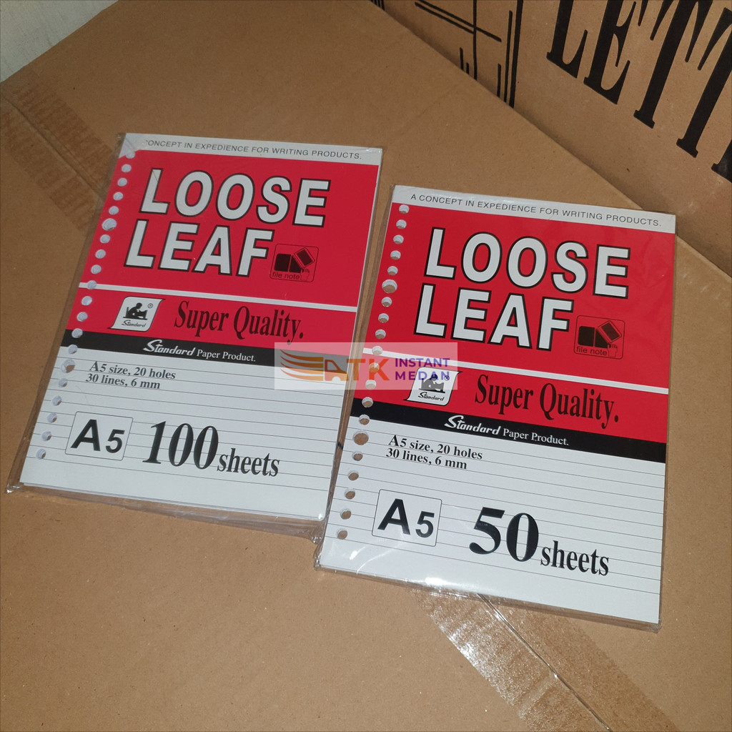 Isi Kertas Binder STANDARD GARIS A5 50 100 Lembar HVS Loose Leaf