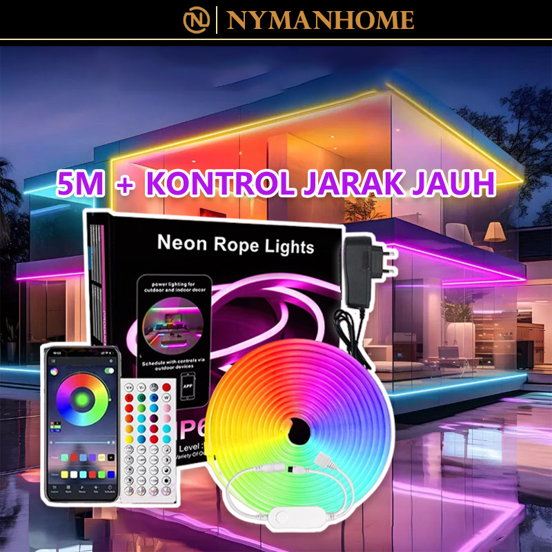 Lampu Led Neon Flex Neonflex RGB Running 5M/LED Neon Flex Running Remote Lampu Strip Led Neon Sign S