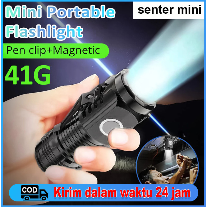 Senter Mini LED 3 Mata / Senter Mini Anti Air Super Terang / Senter Mini Rechargeable COD