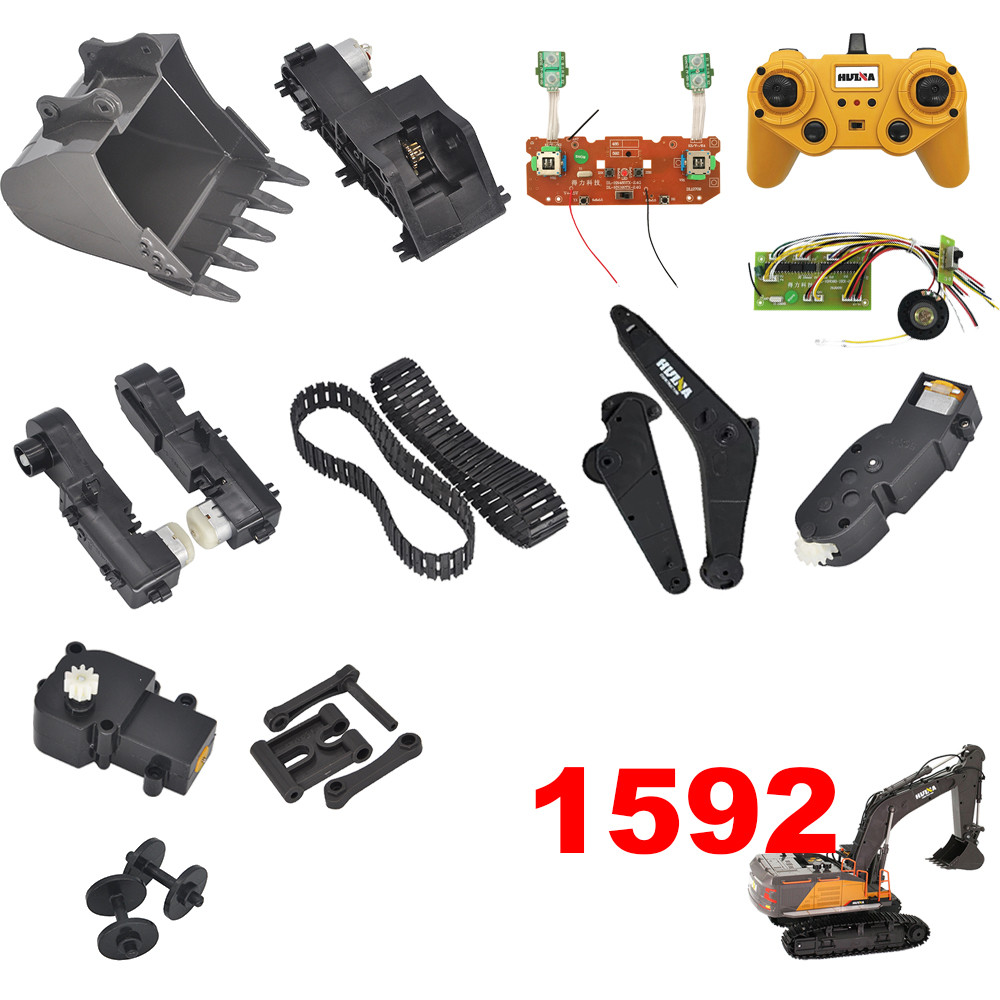 Huina 1592 Excavator Quick Hitch Bucket Arm Gearbox Tooth Box Gripper Walking Motor Receiver Rao RC 