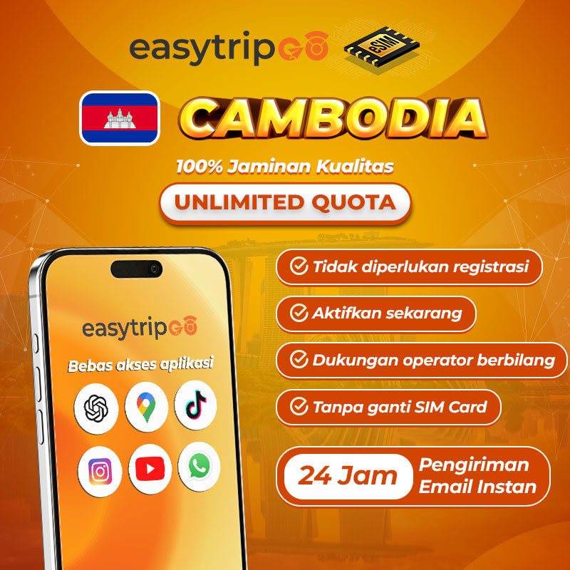 Easytripgo eSIM Cambodia Unlimited Kuota Internet | eSIM Travel Cambodia Kuota | eSIM Cambodia 3