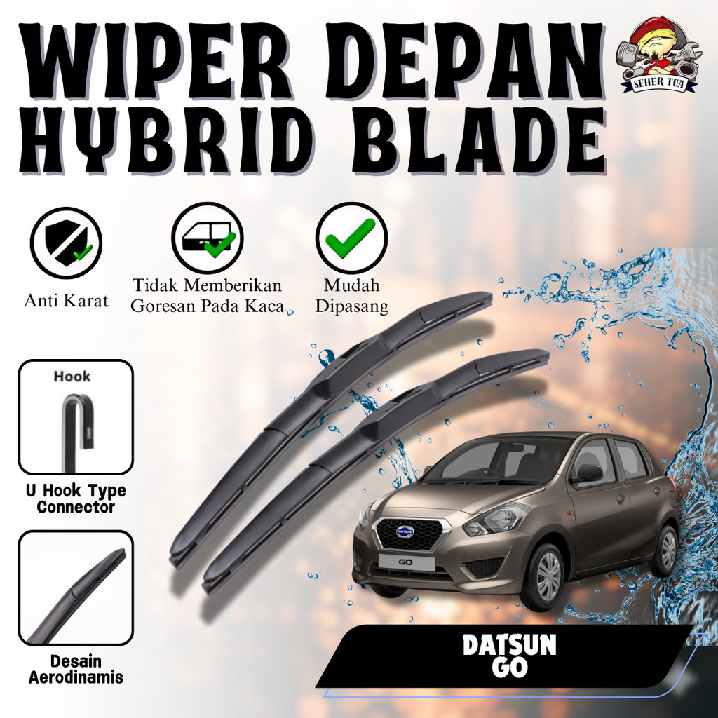 Wiper Hybrid Blade Mobil Datsun GO – Karet Wifer Mobil Berkualitas 1Set Kiri Kanan