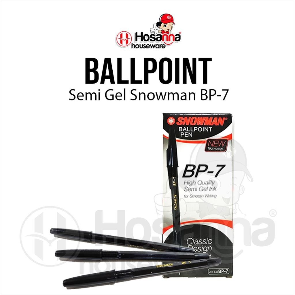 12pcs Pulpen Snowman BP-7 / Pulpen Hitam Snowman